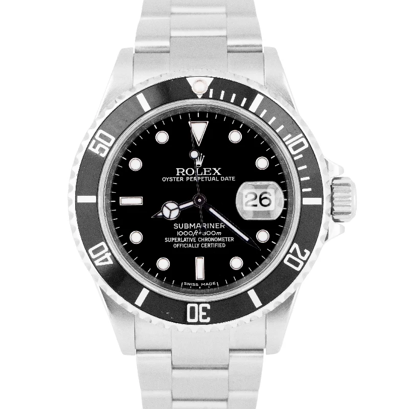 2008 Rolex Submariner Date 40mm Black NO-HOLES Stainless REHAUT 16610 Watch