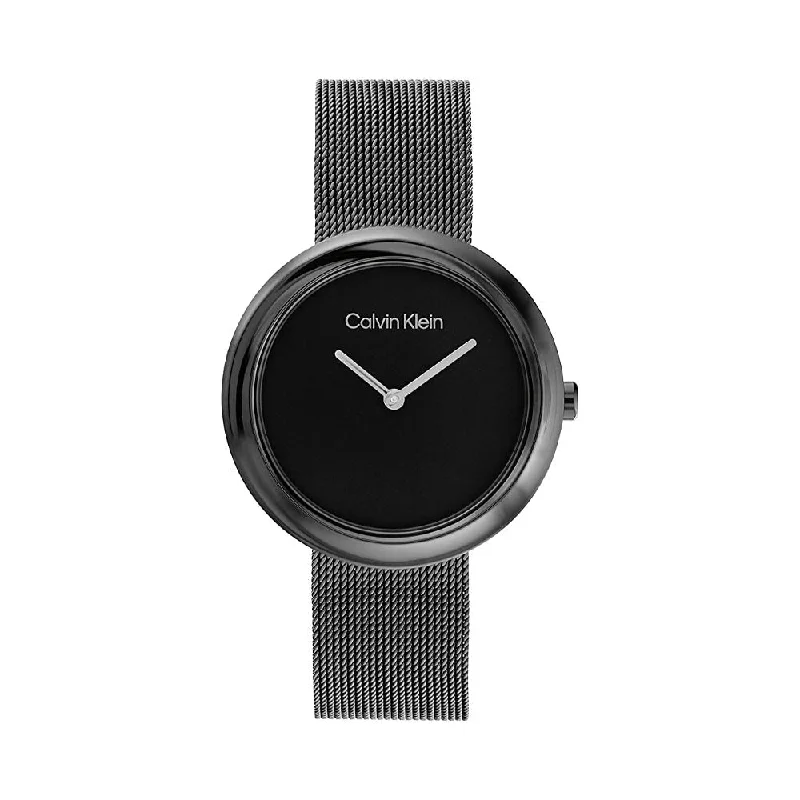 CALVIN KLEIN Twisted Bezel Analog Black Dial Women's Watch-25200015