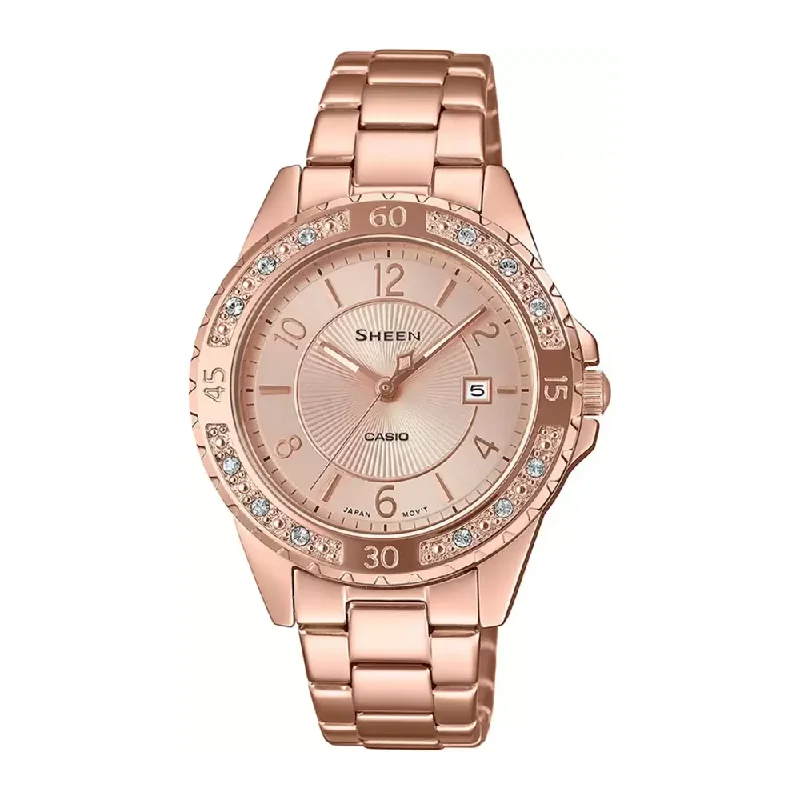 Casio Sheen Analog Rose Gold Dial Women's Watch-SHE-4532PG-4AUDF (SH202)