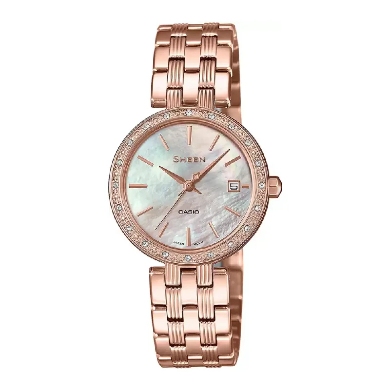 Casio Sheen Analog Rose Gold Dial Women's Watch-SH225