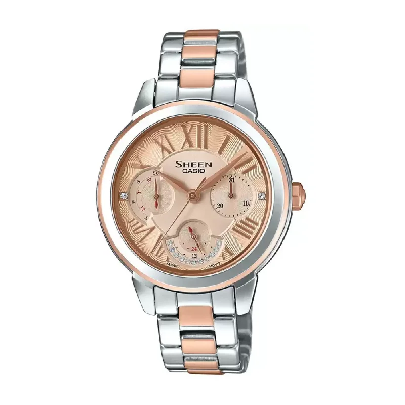 Casio Sheen Analog Rose Gold Dial Women's Watch-SHE-3059SPG-9AUDR (SX210)