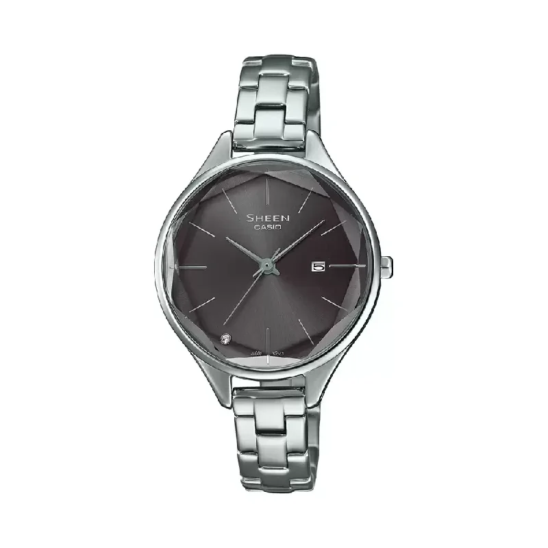 Casio Womens 35-45 Mm Black Dial Stainless Steel Analogue Watch - SH250