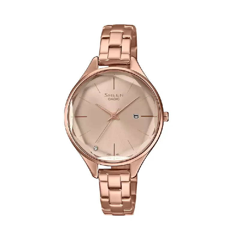 Casio Womens 35-45 Mm Rose Gold Dial Stainless Steel Analogue Watch - SH252