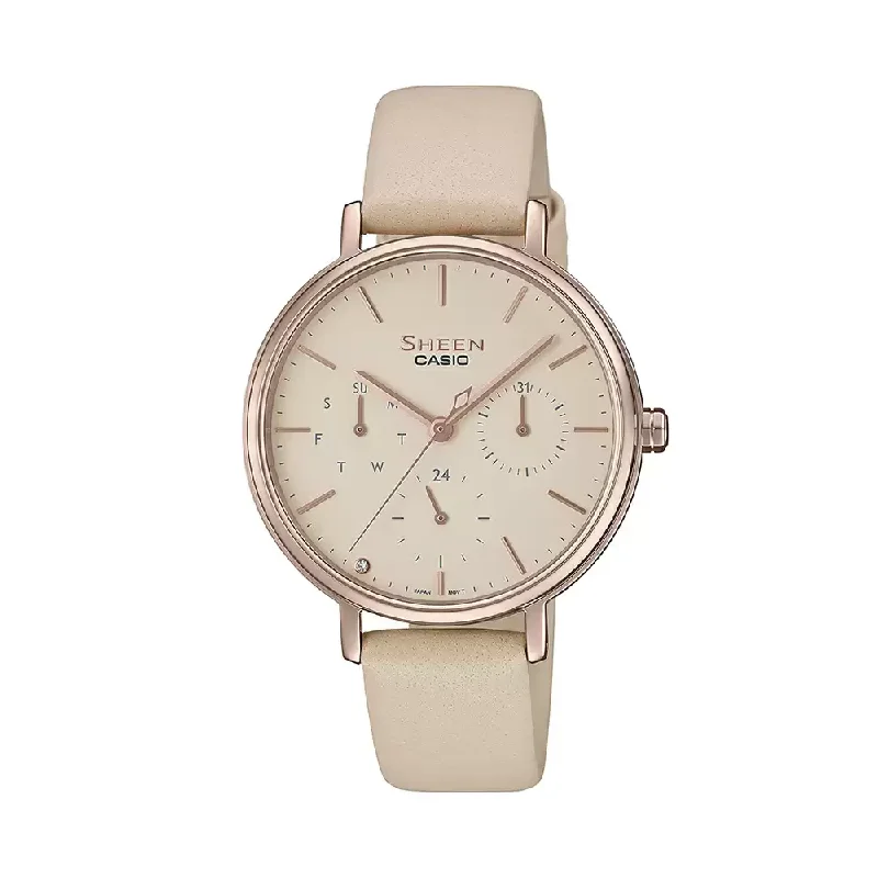 Casio Womens Sheen Beige Dial Band Analogue Watch - SH233