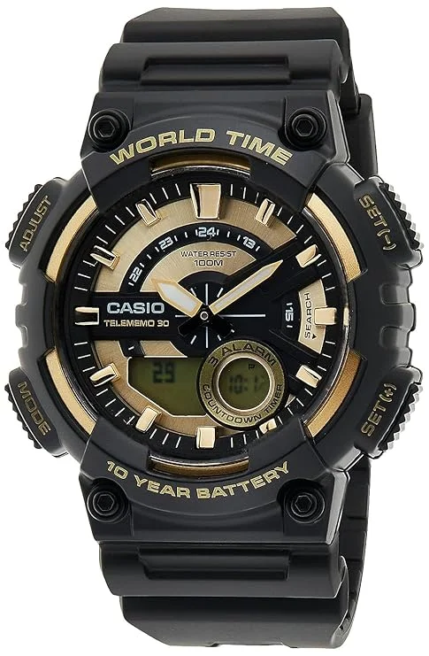 Casio Youth-Combination Analog-Digital Gold Dial Men's Watch - AEQ-110BW-9AVDF (AD206)