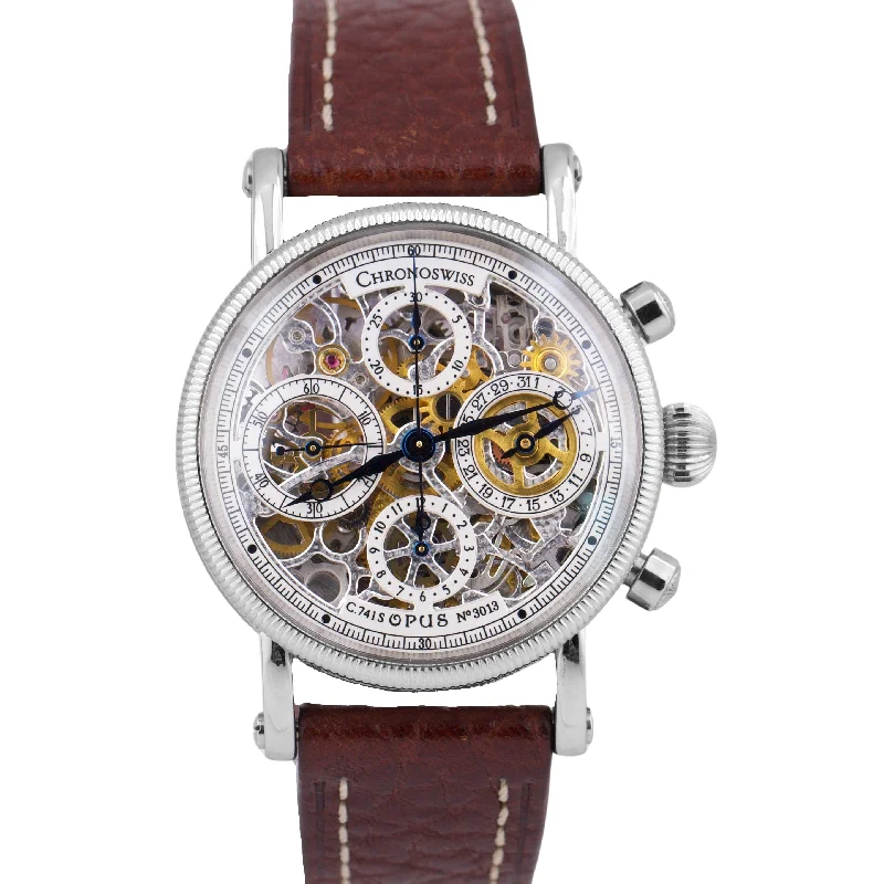 Chronoswiss Opus SKELETON 38mm Chronograph Stainless Steel Leather CH 7523 Watch