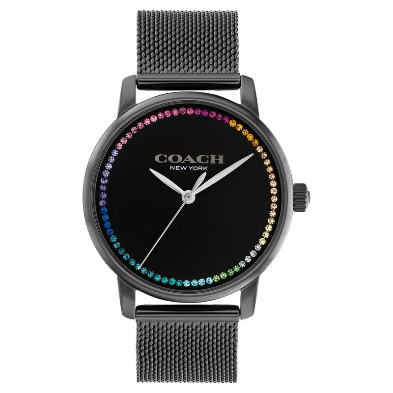 Coach Quartz Analog Black Dial Stainless Steel Strap Watch For Women