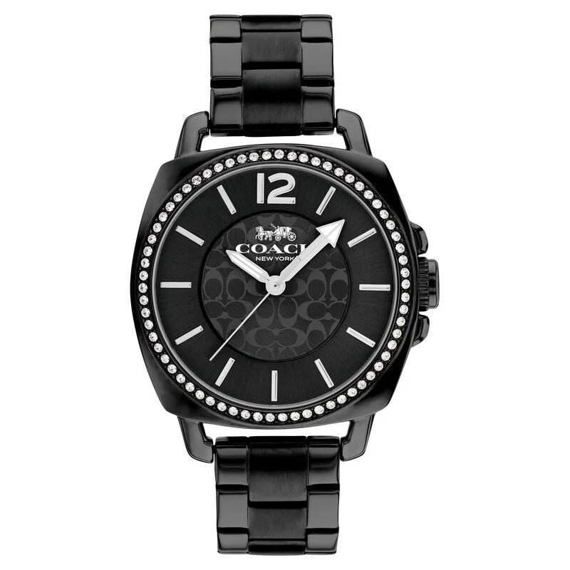 Coach Quartz Analog Black Dial Stainless Steel Strap Watch For Women