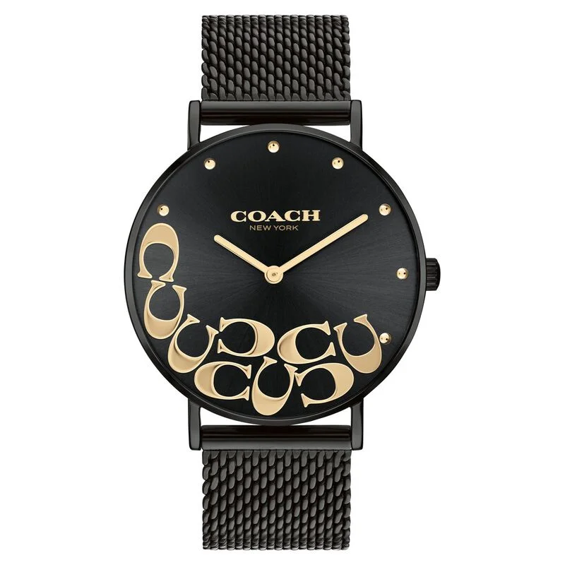 Coach Quartz Analog Black Dial Stainless Steel Strap Watch For Women