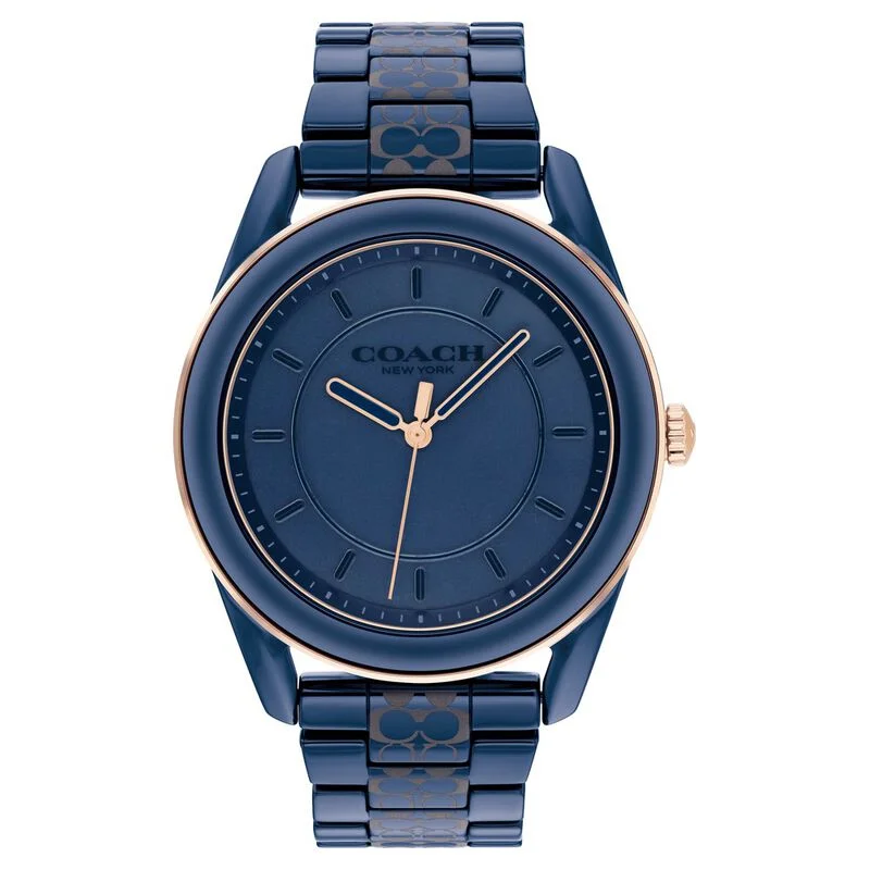 Coach Quartz Analog Blue Dial Ceramic Strap Watch For Women