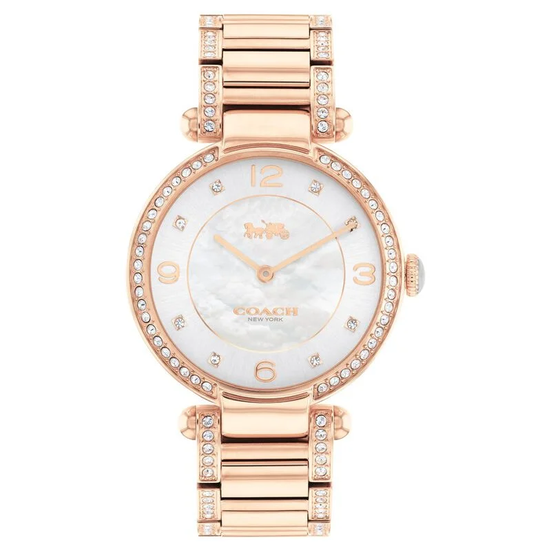 Coach Quartz Analog Mother Of Pearl Dial Stainless Steel Strap Watch For Women