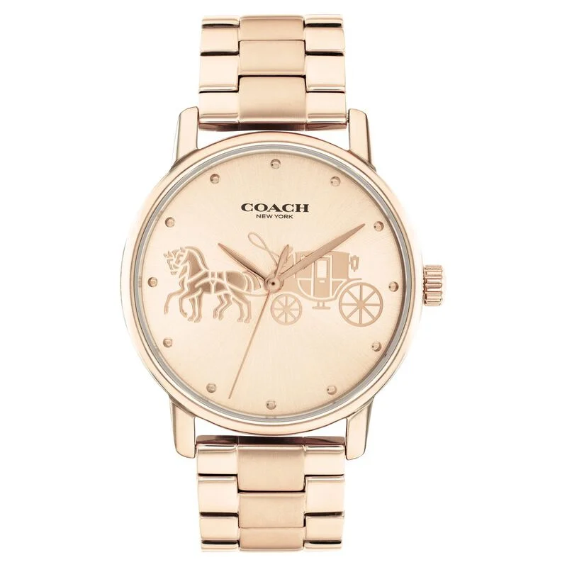 Coach Quartz Analog Rose Gold Dial Stainless Steel Strap Watch For Women