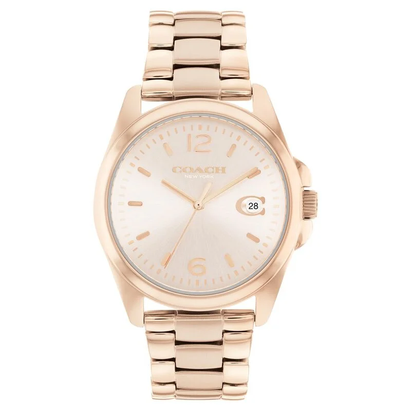 Coach Quartz Analog Rose Gold Dial Stainless Steel Strap Watch For Women