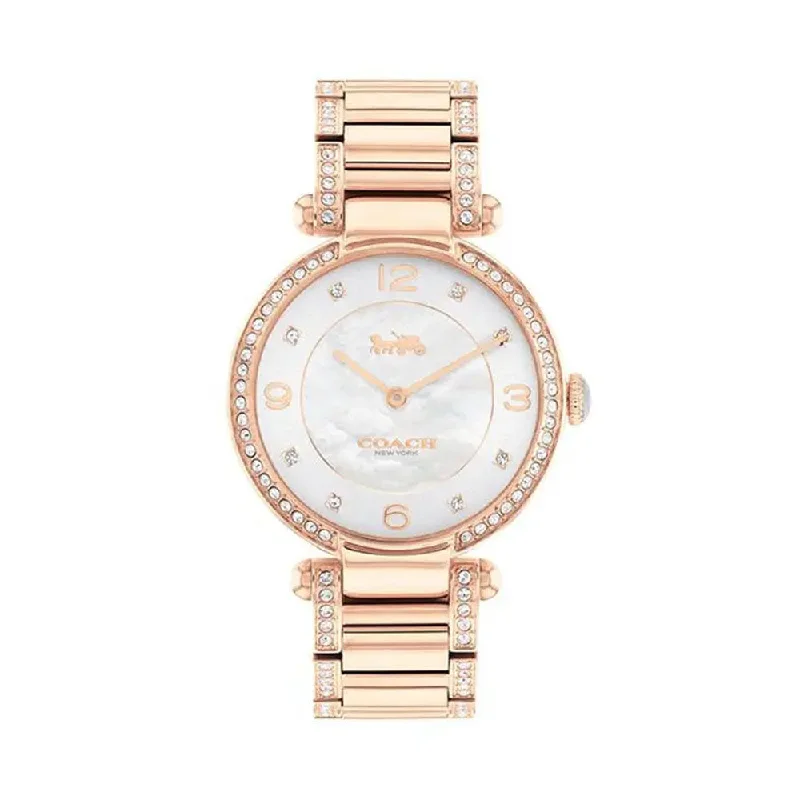 Coach Womens 34 Mm Cary Mother Of Pearl Dial Stainless Steel Analog Watch - CO14503831W