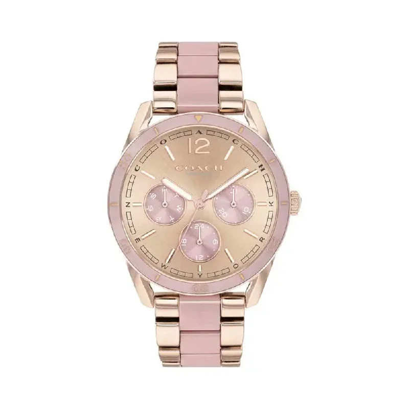 Coach Womens 36 Mm Preston Rose Gold Dial Stainless Steel Analogue Watch - CO14503467W