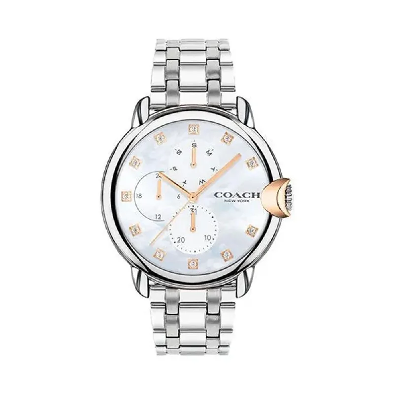 Coach Women's 38 Mm Arden Mother Of Pearl Dial Stainless Steel Analog Watch - CO14503680W