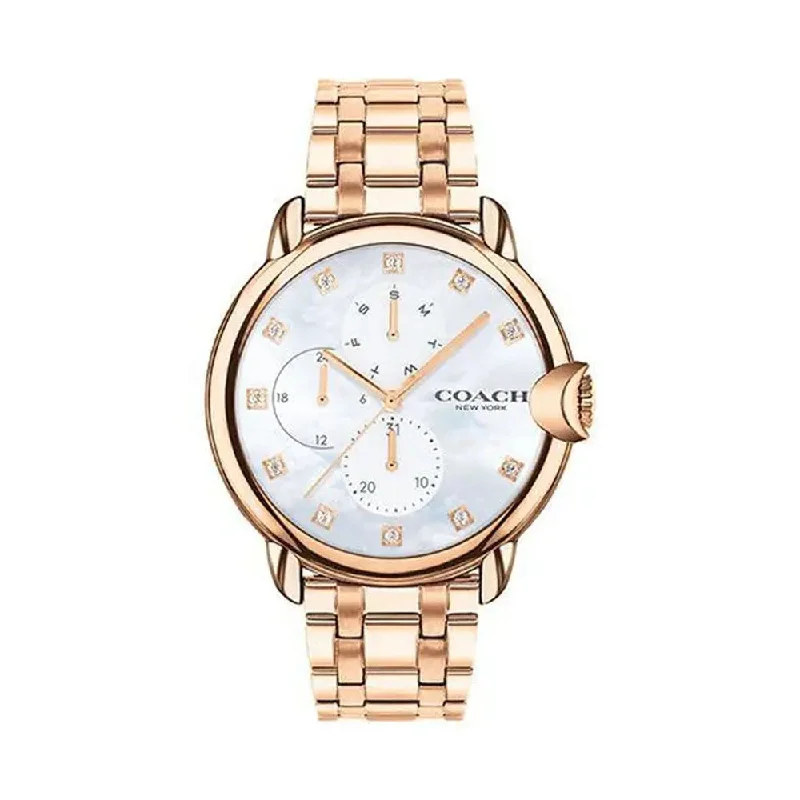 Coach Women's 38 Mm Arden Mother Of Pearl Dial Stainless Steel Analog Watch - CO14503682W