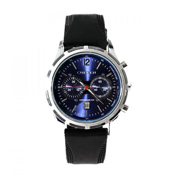 Curren Men's Watch with Black Leather Band (Sapphire 6cm Dial) - CUR031