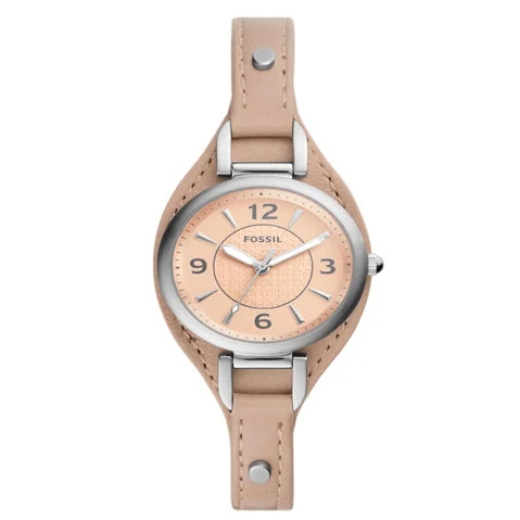 Fossil Women's Carlie Nude Leather Strap Watch ES5213