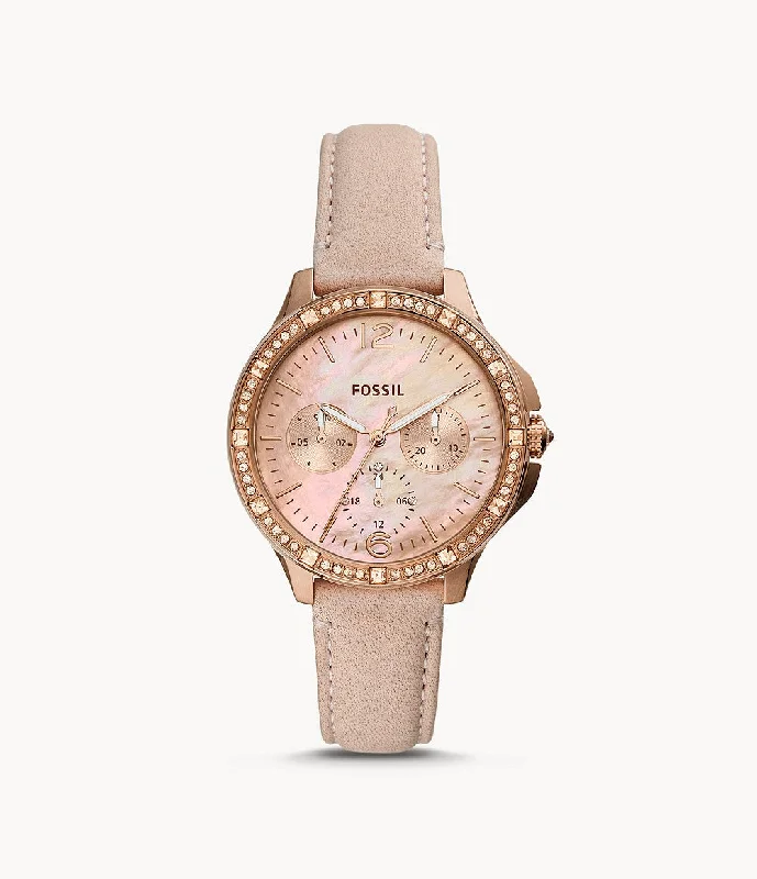 Fossil Ladies' Finley Multifunction Blush Leather Watch ES4790