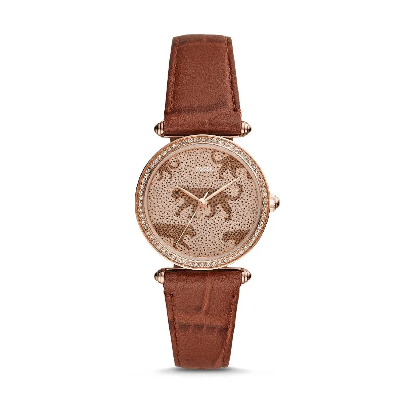 Fossil Ladies' Lyric Three-Hand Brown Leather Watch ES4683