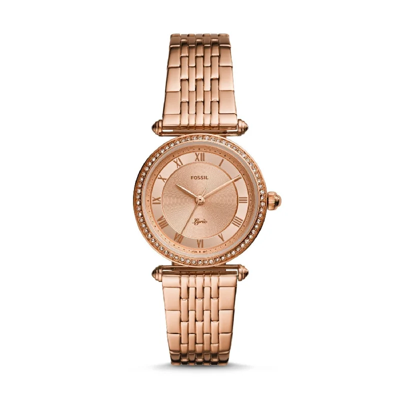 Fossil Ladies' Lyric Three-Hand Rose Gold-Tone Stainless Steel Watch ES4711