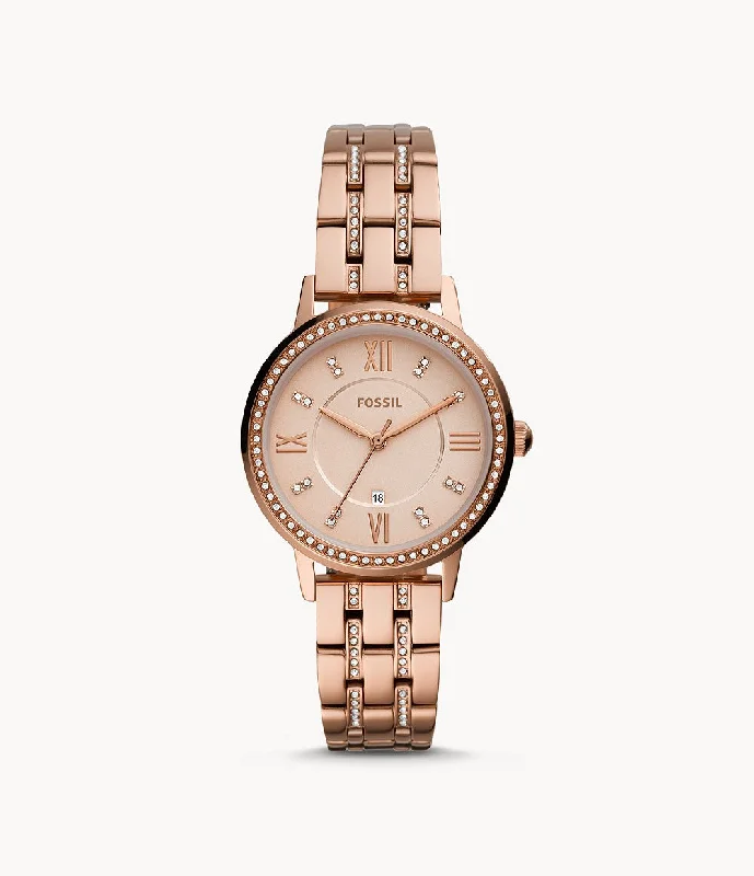 Fossil Ladies' Gwen Three-Hand Date Rose Gold Tone Stainless Steel Band Watch ES4879