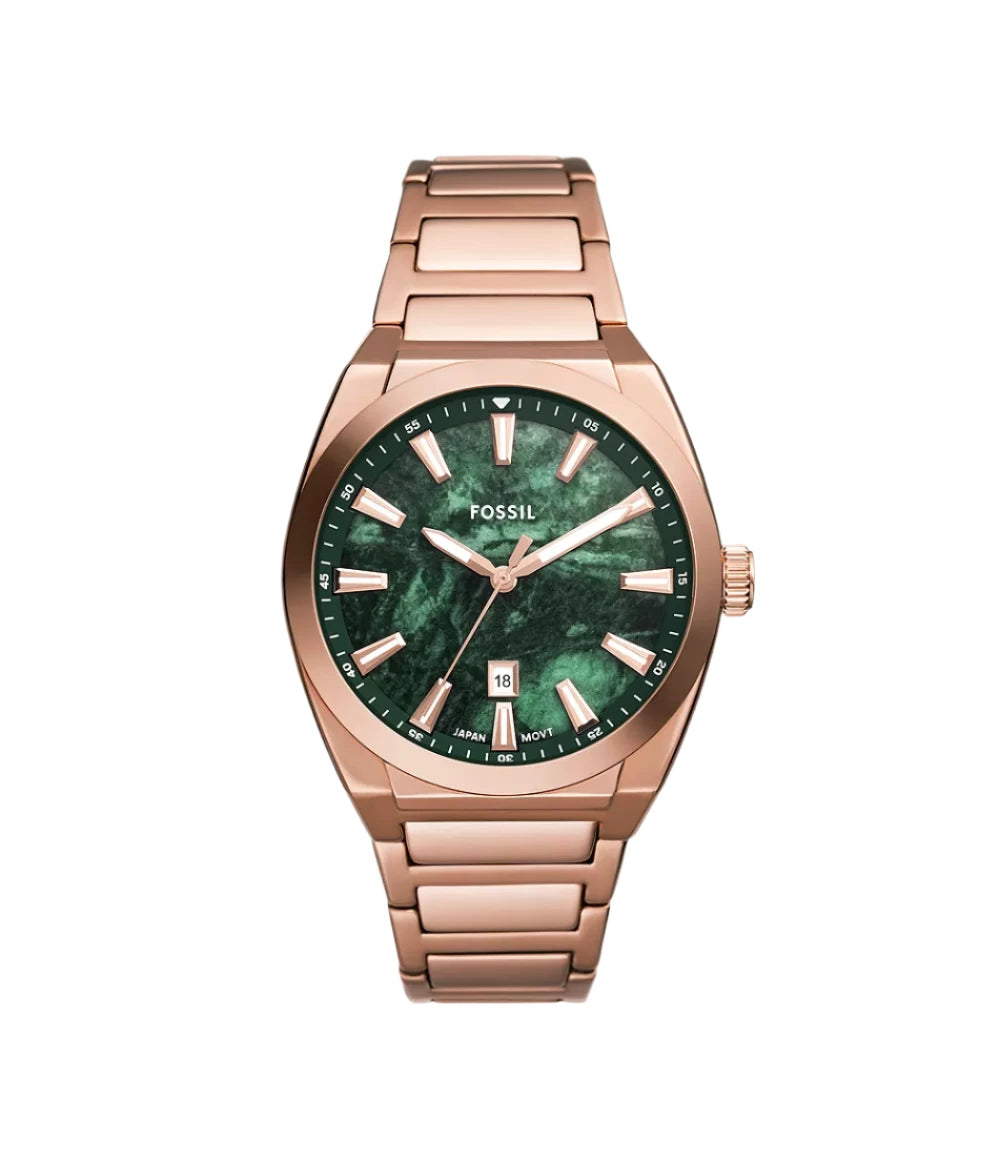 Fossil Men Green Dial Round Stainless Steel Watch - FS6074