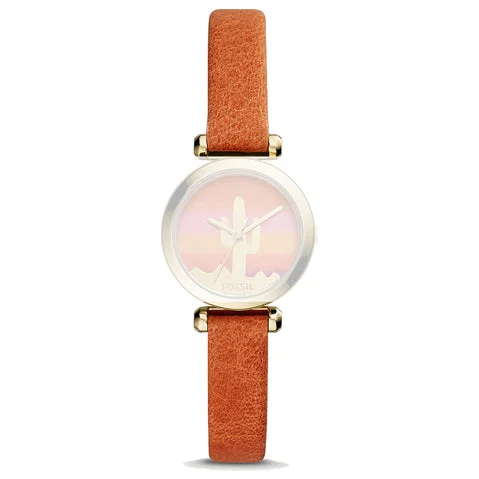 Fossil Women's Tillie Mini Three-Hand Leather Watch - Orange BQ3623