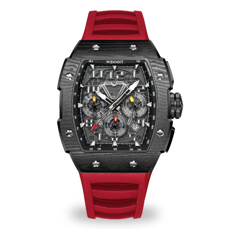 Racing | GT Chrono-Black Watch (Red Strap)