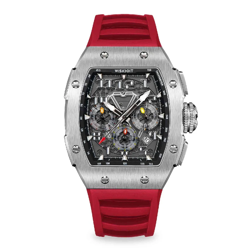 Racing | GT Chrono-Silvery Watch (Red Strap)