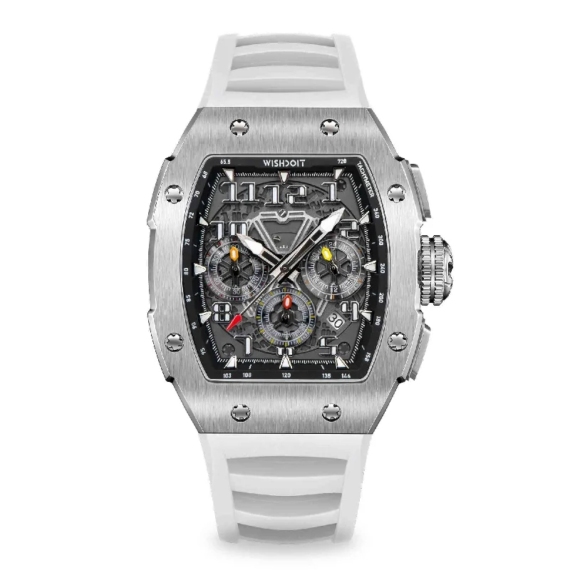 Racing | GT Chrono-Silvery Watch (White Strap)