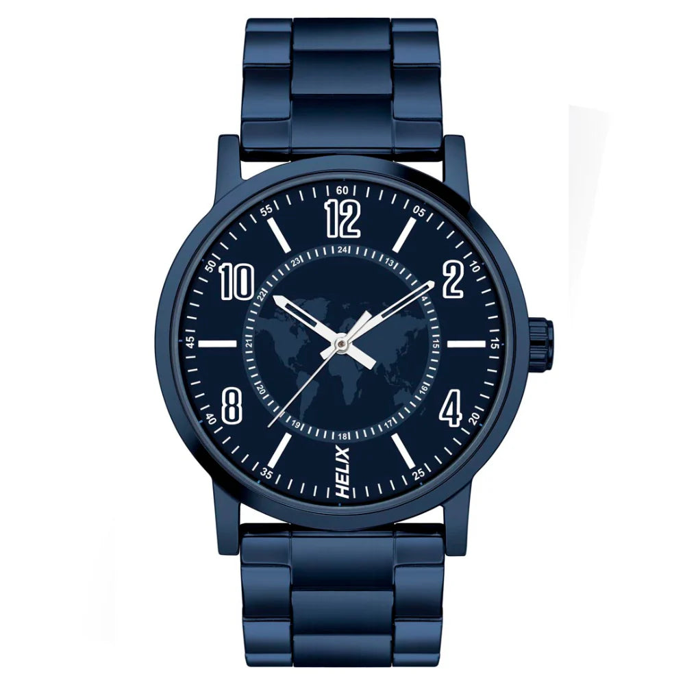 Helix By Timex Blue Round Analog Stainless Steel Watch Men -TW035HG13