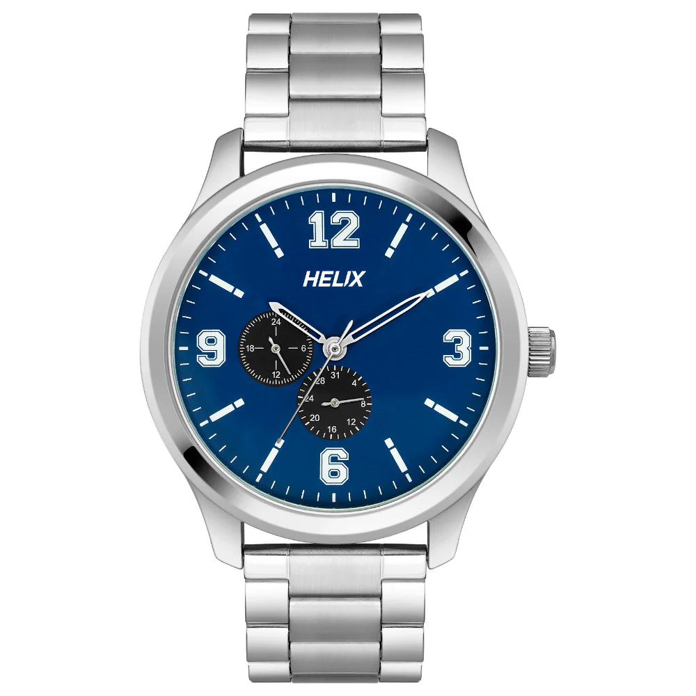 Helix By Timex Blue Round Analog Stainless Steel Watch Men -TW043HG17