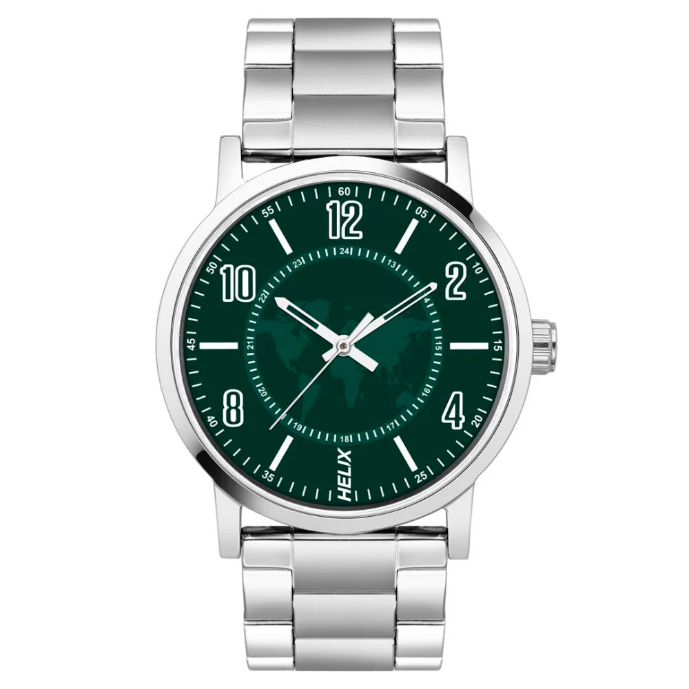 Helix By Timex Green Round Analog Stainless Steel Watch Men -TW035HG11