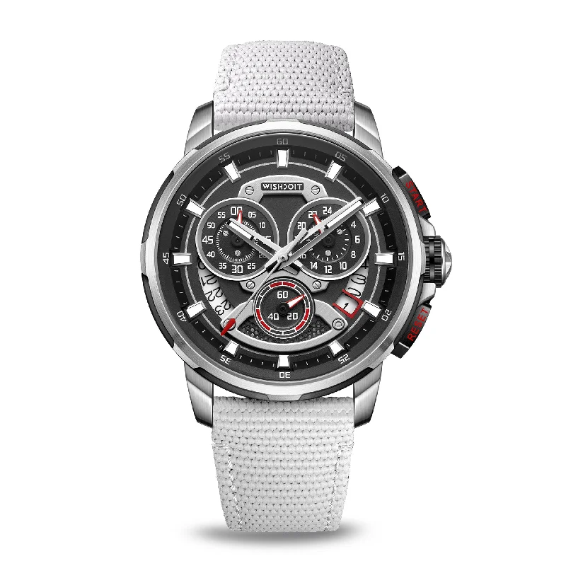 Racing | GT40 Chrono-Silvery Watch (White Strap)