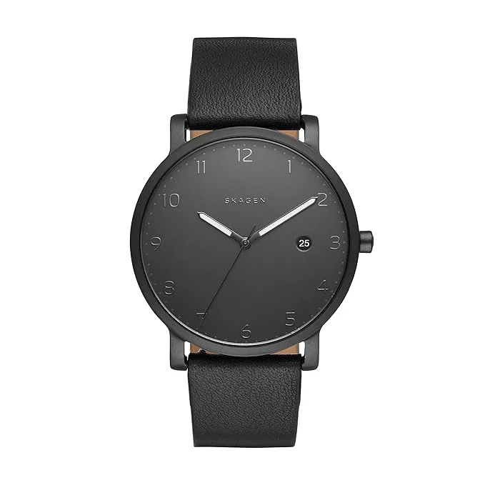 Skagen Men's Hagen Black Leather Watch SKW6308