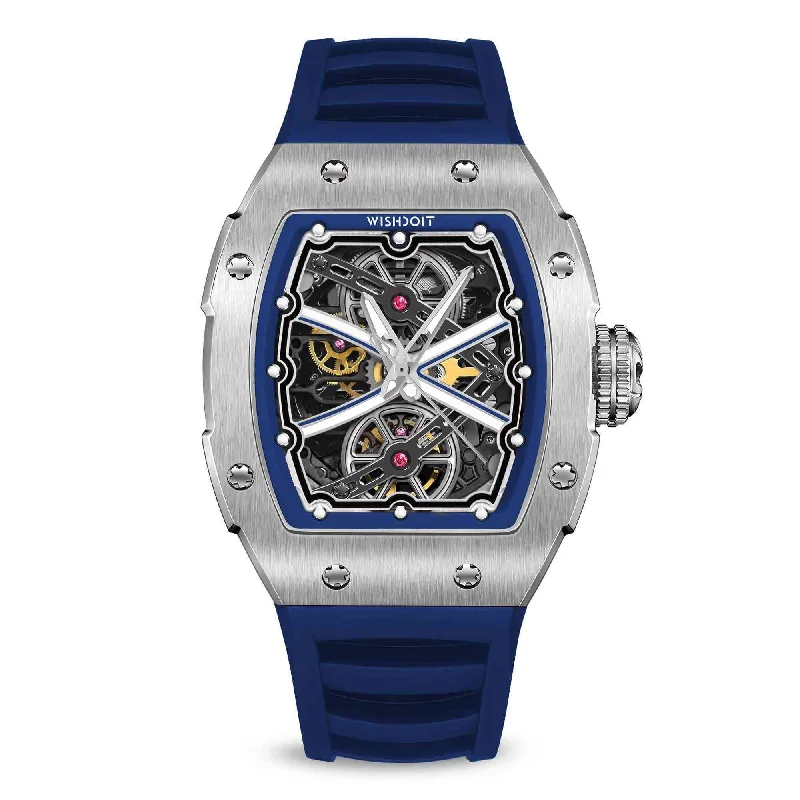 The Runway - Silvery Watch (Blue Strap)