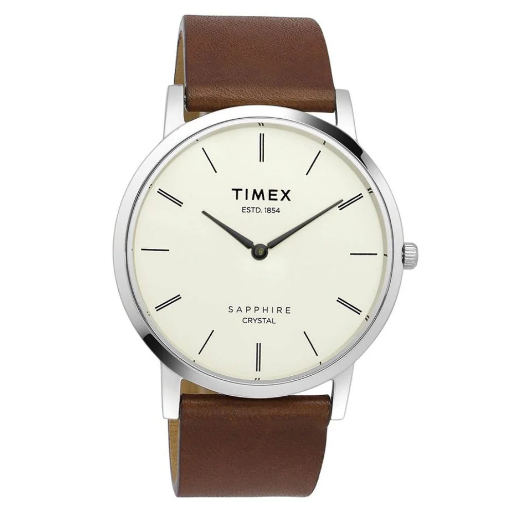 Timex Empera Men's Silver Dial Round Case 2 Hands Function Watch -TWEG17400