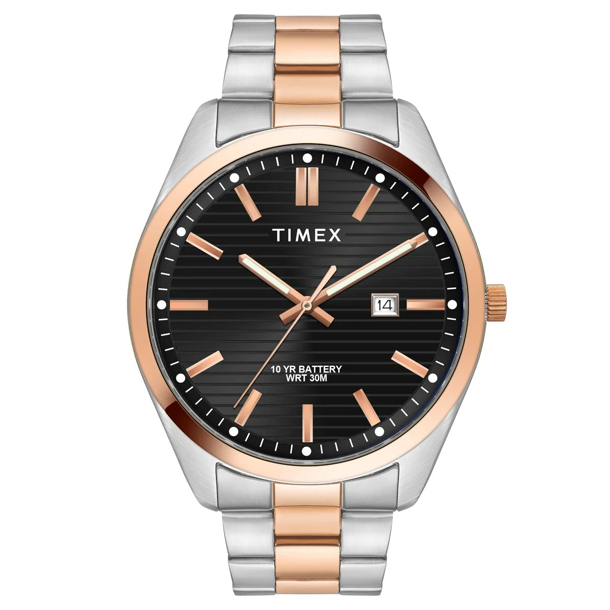 Timex Men Analog Black Round Brass Dial Watch- TWTG10410