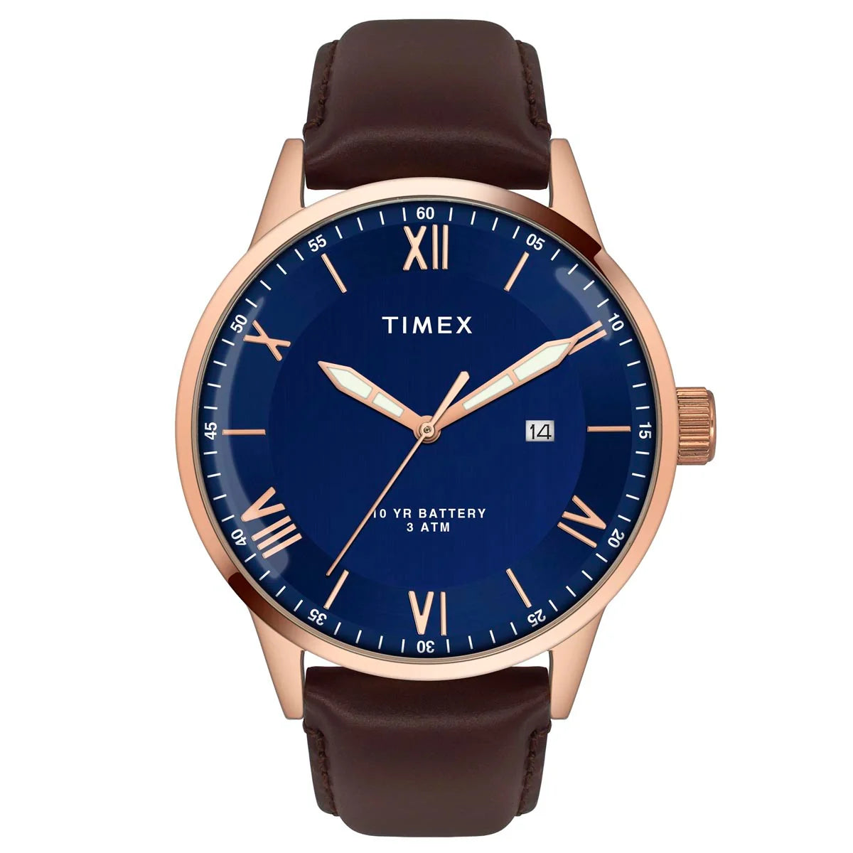 Timex Men Analog Blue Round Brass Dial Watch- TWEG19916