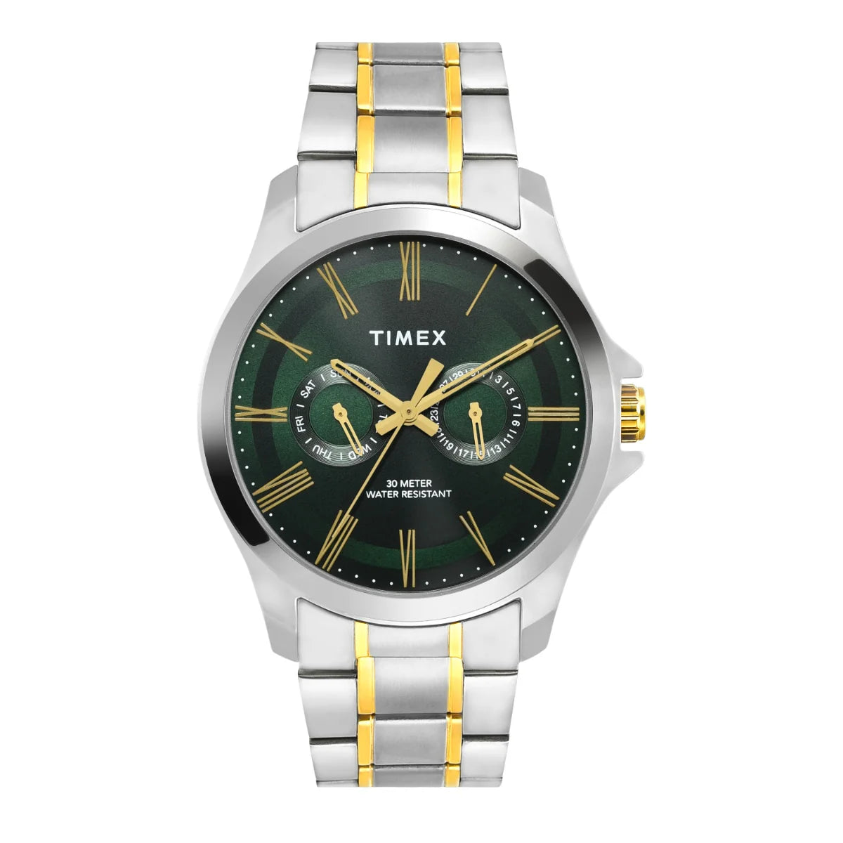 Timex Men Analog Green Round Brass Dial Watch- TW000X130