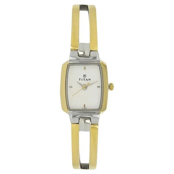 Titan Quartz Analog White Dial Stainless Steel Strap Watch for Women 2131bm01