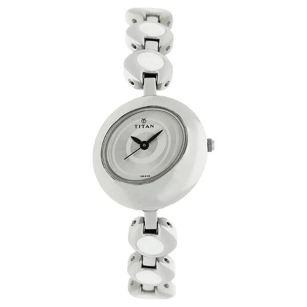 Titan Quartz Analog Silver Dial Metal Strap Watch for Women 2485sm01