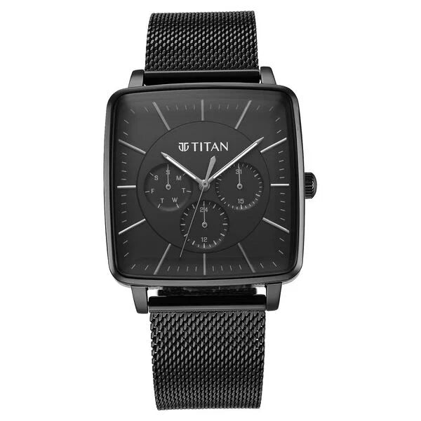 Titan Avant Garde Black Dial Quartz Multifunction Stainless Steel Strap watch for Men 90147nm01