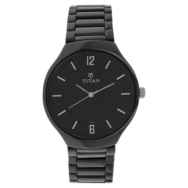 Titan Black Dial Analog Ceramic Strap Ceramic Strap Watch for Men 90014kc01a