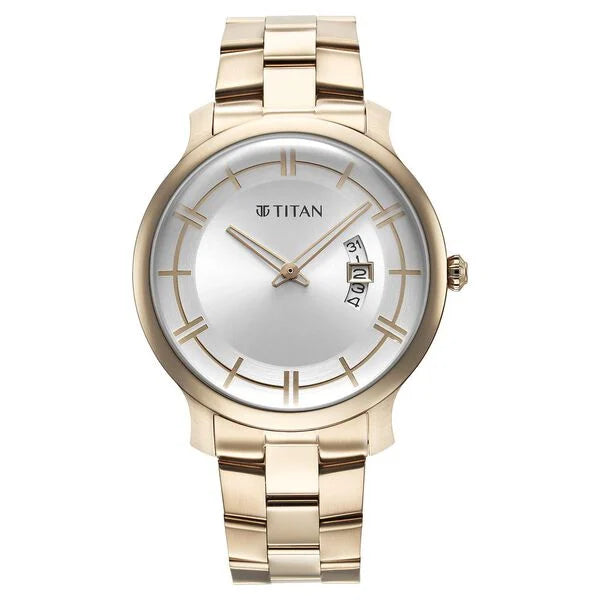 Titan Classic Distincta Silver Dial Analog with Date Stainless Steel Strap watch for Men 90170wm01