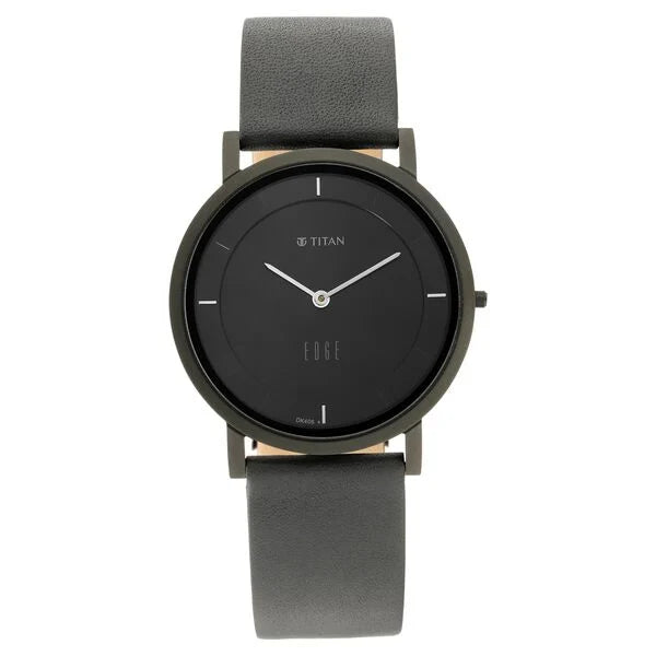 Titan Edge Black Dial Quartz Leather Strap Watch for Men 1595nl04