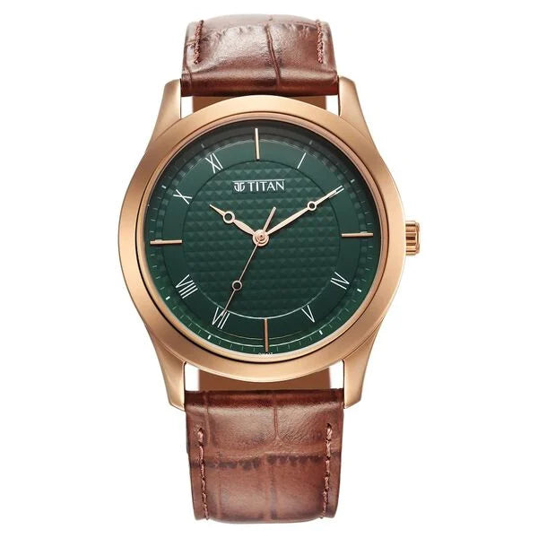 Titan Karishma Green Dial Analog Leather Strap Watch for Men ns1823wl02 / 1823wl02