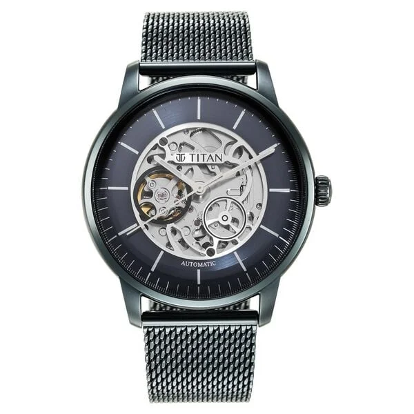 Titan Mechanical Blue Dial Automatic watch for Men with Stainless Steel Strap 90110qm01